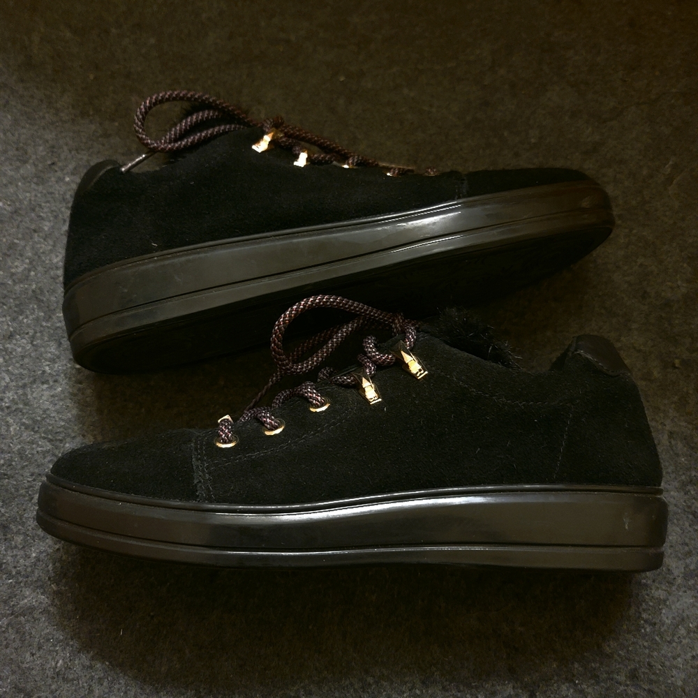 Taryn Rose Georgy Suede Low-Top Sneakers with Faux Fur
